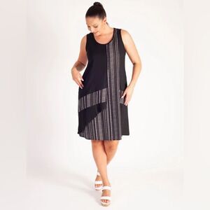 Compli K dress linen blend black white sleeveless knee length artsy art to wear